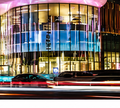Store façade at night